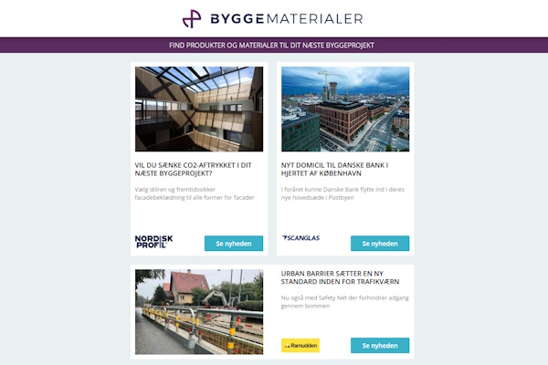 Nyheder: Genbrug din overskudsjord | Nyt og elegant vindue | Invitation til åbningsfest - bygge- og anlægsbranchen | Varmeløsninger | Facadedøre