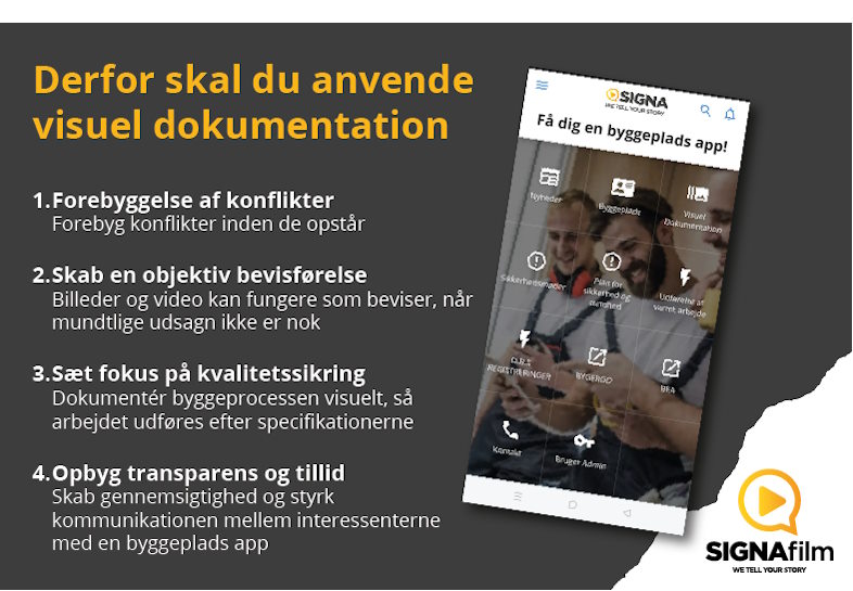 Visuel dokumentation bruger billeder og video til at registrere forskellige stadier af byggeprocessen