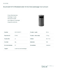 Bica Model 5070 Affaldsbeholder 50 liter Med askebæger Sort antracit