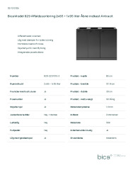 Bica Model 829 Affaldssortering 2x65 + 1x95 liter Åbne indkast